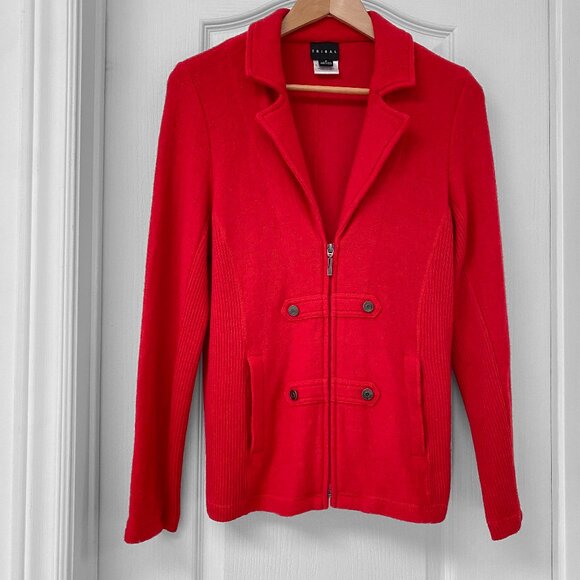 Tribal - Red Longsleeve Military Style Ribbed Sweater - Picture 1 of 7